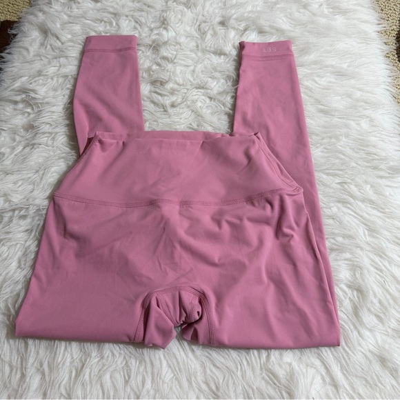 NEW Set Active Medium M Pink Matching Set Glossy Leggings Double Layer Sport bra - Picture 6 of 14